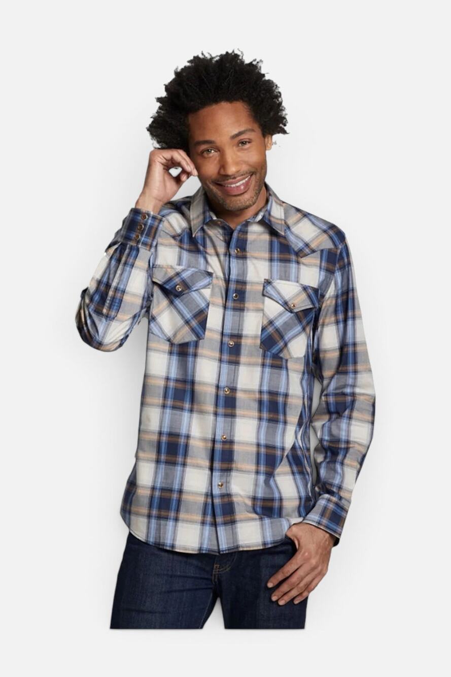 Pendleton Bishop Men’s Long Sleeve Button Down Shirt in Navy Plaid